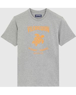 Vilebrequin Cotton T-Shirt Contrasted Placed Gomy Logo - Grey