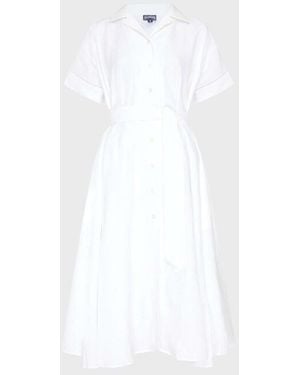 Vilebrequin Long Linen Shirt Dress Solid - White