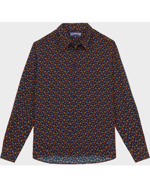 Vilebrequin Cotton Voile Shirt Micro Ronde Des Tortues - Shirt - Caracal - Orange - Size S - Blue