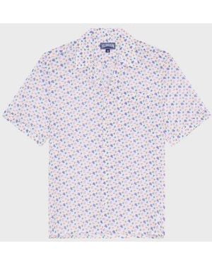 Vilebrequin Organic Cotton Bowling Shirt Micro Ronde Des Tortues - Shirt - Charli - White - Size S - Purple