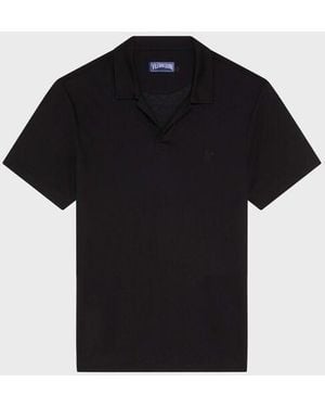 Vilebrequin Tencel Polo Shirt Solid - Black