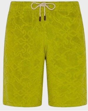 Vilebrequin Terry Bermuda Shorts Turtles Net Jacquard - Yellow