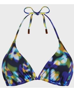 Vilebrequin Haut De Maillot De Bain Triangle Femme Frangipanier Trouble - Bleu