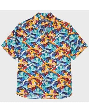 Vilebrequin Silk Bowling Shirt Pacu - Blue