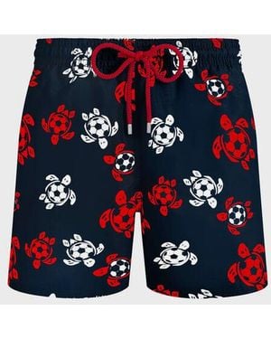 Vilebrequin Stretch Short Swim Shorts Soccer Turtles - Blue