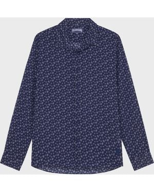 Vilebrequin Cotton Voile Shirt Micro Ronde Des Tortues - Shirt - Caracal - Purple - Size S - Blue