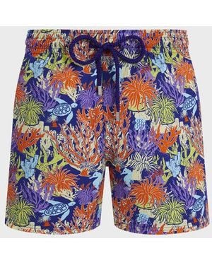 Vilebrequin Stretch Short Swim Shorts Aquatic Life - Blue