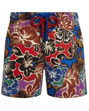 Vilebrequin Pantaloncini Mare Uomo Hawaiian Patchwork - Blu