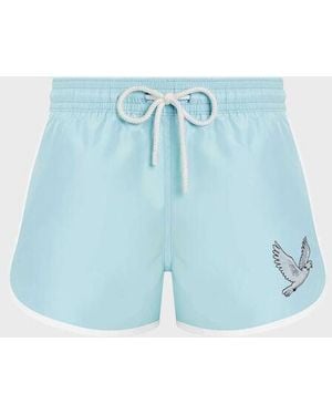 Vilebrequin Short Swim Shorts Dove Placed Embroidery - Blue