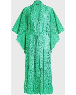 Vilebrequin Guipure Kimono Flowers Lace - Kimono - Kiyomi - Green - Size Osfa