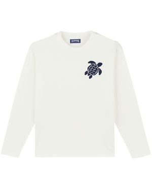 Vilebrequin Cotton Long Sleeves T-Shirt Embroidered Turtle - White