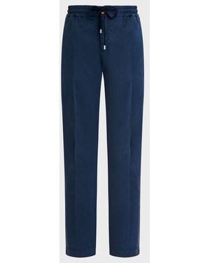 Vilebrequin Cotton And Elastic Waist Trousers Solid - Blue
