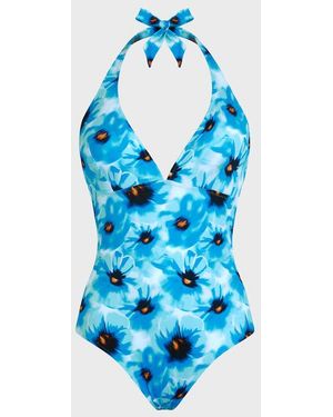 Vilebrequin Halter One-piece Swimsuit Poppies - Swimwear - Famous - Blue - Size S