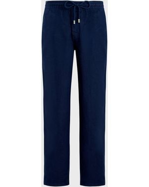Vilebrequin Linen Pants Regular Fit Solid - Pant - Parc - Blue - Size L