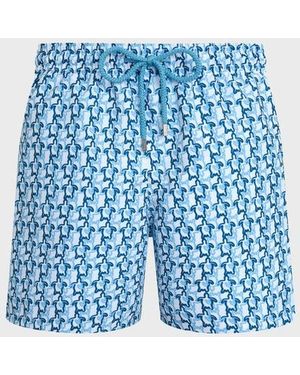 Vilebrequin Swim Shorts Turtles Net - Blue