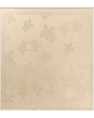 Vilebrequin Wool And Silk Scarf Ronde Des Tortues - Natural
