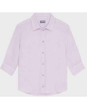 Vilebrequin Linen Shirt Solid - Purple