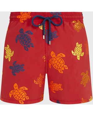 Vilebrequin Herren-badeshorts Ronde Des Tortues Bestickt - Limitierte Auflage - Bademode - Mistral - Rot - Größe S