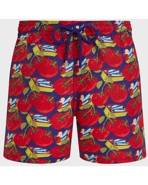 Vilebrequin Swim Shorts Sardine And Tomato - Red