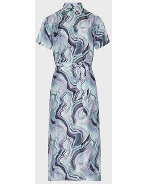 Vilebrequin Silk Long Shirt Dress Marble - Blue