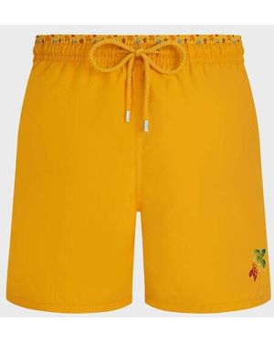 Vilebrequin Swim Shorts Bicolour Micro Ronde Des Tortues - Yellow