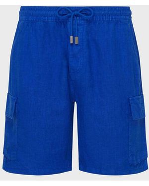 Vilebrequin Linen Bermuda Shorts Solid - Blue