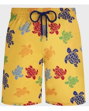 Vilebrequin Long Ultra-Light And Packable Swim Shorts Tortues Multicolores - Yellow
