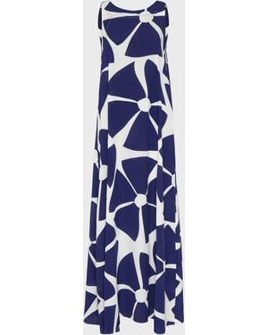 Vilebrequin Long Silk Crepe De Chine Dress Big Flowers - Dress - Rose - Blue - Size M