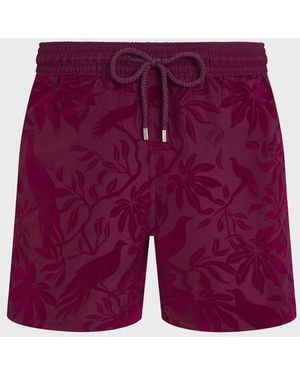 Vilebrequin Ultra-light And Packable Swim Trunks Flocked Birds Of Paradise - Swimwear - Mahina - Purple - Size L