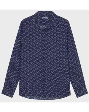 Vilebrequin Cotton Voile Shirt Micro Ronde Des Tortues - Shirt - Caracal - Purple - Size S - Blue