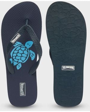 Vilebrequin Beach Flip Flops Turtle - Shoes - Copp - Blue - Size 40/41