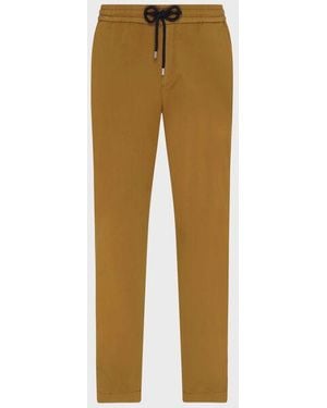 Vilebrequin Satin Cotton Elastic Waist Trousers Solid - Natural