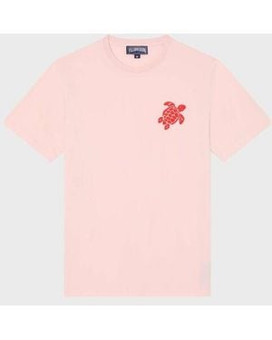 Vilebrequin Organic Cotton T-Shirt Big Turtle Embroidery - Pink