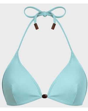 Vilebrequin Halter Bikini Top Pearl Detail Solid - Blue
