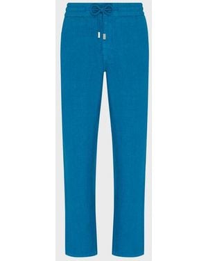 Vilebrequin Linen Trousers Regular Fit Solid - Green