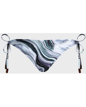 Vilebrequin Side Tie Bikini Bottom Marble - Swimwear - Flore - White - Size S - Blue