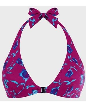 Vilebrequin Halter Bikini Top Roses - Purple