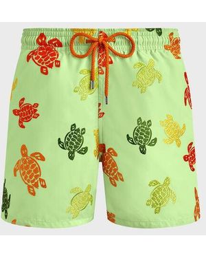 Vilebrequin Swim Shorts Embroidered Tortue Multicolore - Green