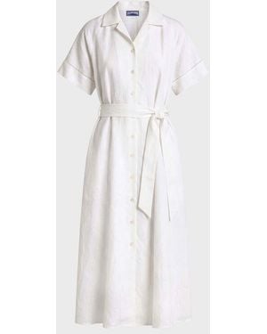 Vilebrequin Long Linen Shirt Dress Solid - White