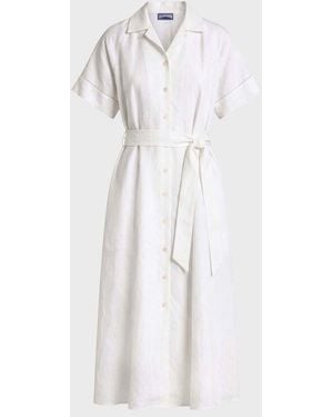Vilebrequin Long Linen Shirt Dress Solid - White