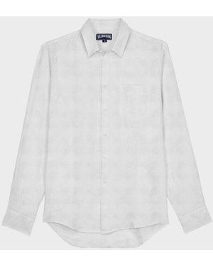 Vilebrequin Linen And Cotton Shirt Turtle Monogram - Shirt - Caroubis - White - Size S