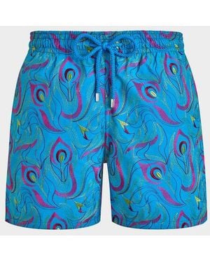 Vilebrequin Swimwear Embroidered Camo Flowers - Blue