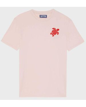 Vilebrequin Organic Cotton T-Shirt Embroidered Turtle - Pink