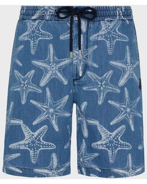 Vilebrequin Denim Bermuda Shorts Starfish Light Denim Printed - Blue
