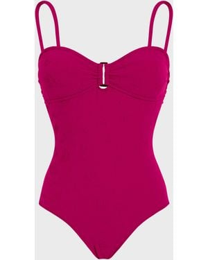 Vilebrequin Jacquard One-piece Swimsuit Roses - Swimwear - Lucette - Red - Size S - Pink