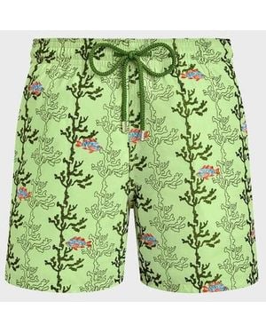 Vilebrequin Swim Shorts Embroidered Seaweed - Green