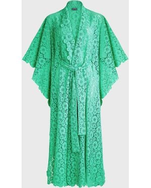 Vilebrequin Guipure Kimono Flowers Lace - Kimono - Kiyomi - Green - Size Osfa