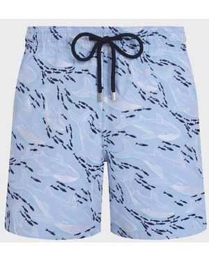 Vilebrequin Embroidered Swim Shorts Whales Offset - Blue