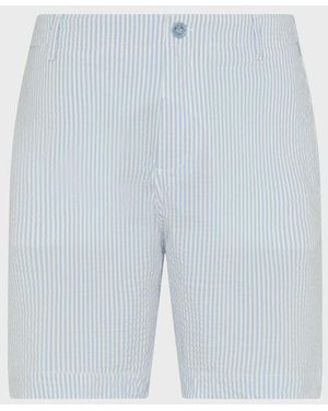 Vilebrequin Stretch Cotton Bermuda Shorts Seersuckers Stripes - Blue