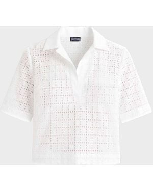 Vilebrequin Geometric Broderie Anglaise Shirt - Cover-up - Fallon - White - Size M